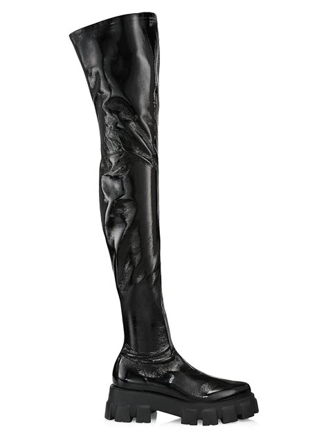 prada naplak thigh-high boots|Prada 55 leather ankle boots.